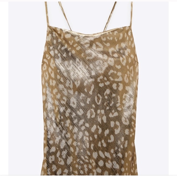 NWT ZARA Satin Lingerie Dress Gold M Blogger’s Fav - Picture 8 of 9